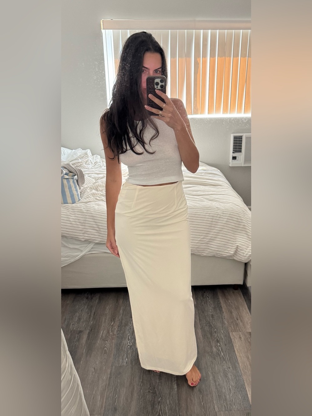 Meshki Classic Cream Maxi Skirt, Size S